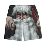 Love Xmas Santa Claus Print Cotton Shorts