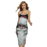 Love Xmas Santa Claus Print Cross Back Cami Dress