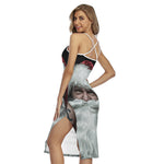 Love Xmas Santa Claus Print Cross Back Cami Dress
