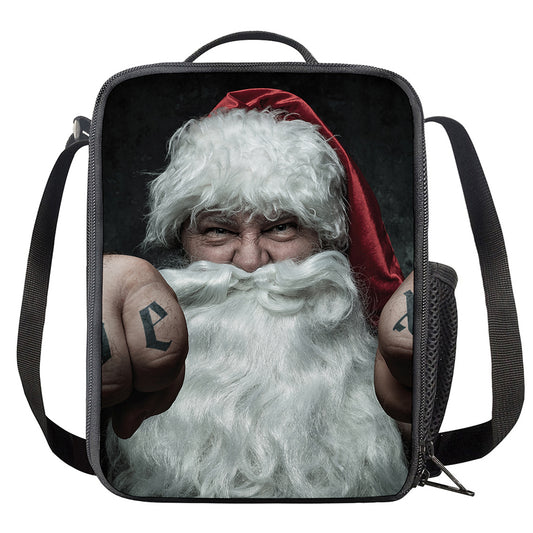 Love Xmas Santa Claus Print Crossbody Lunch Bag