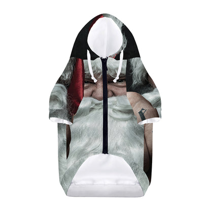 Love Xmas Santa Claus Print Dog Zip Up Hoodie