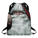 Love Xmas Santa Claus Print Drawstring Backpack