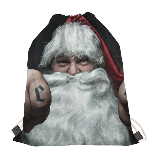 Love Xmas Santa Claus Print Drawstring Bag