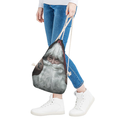 Love Xmas Santa Claus Print Drawstring Bag