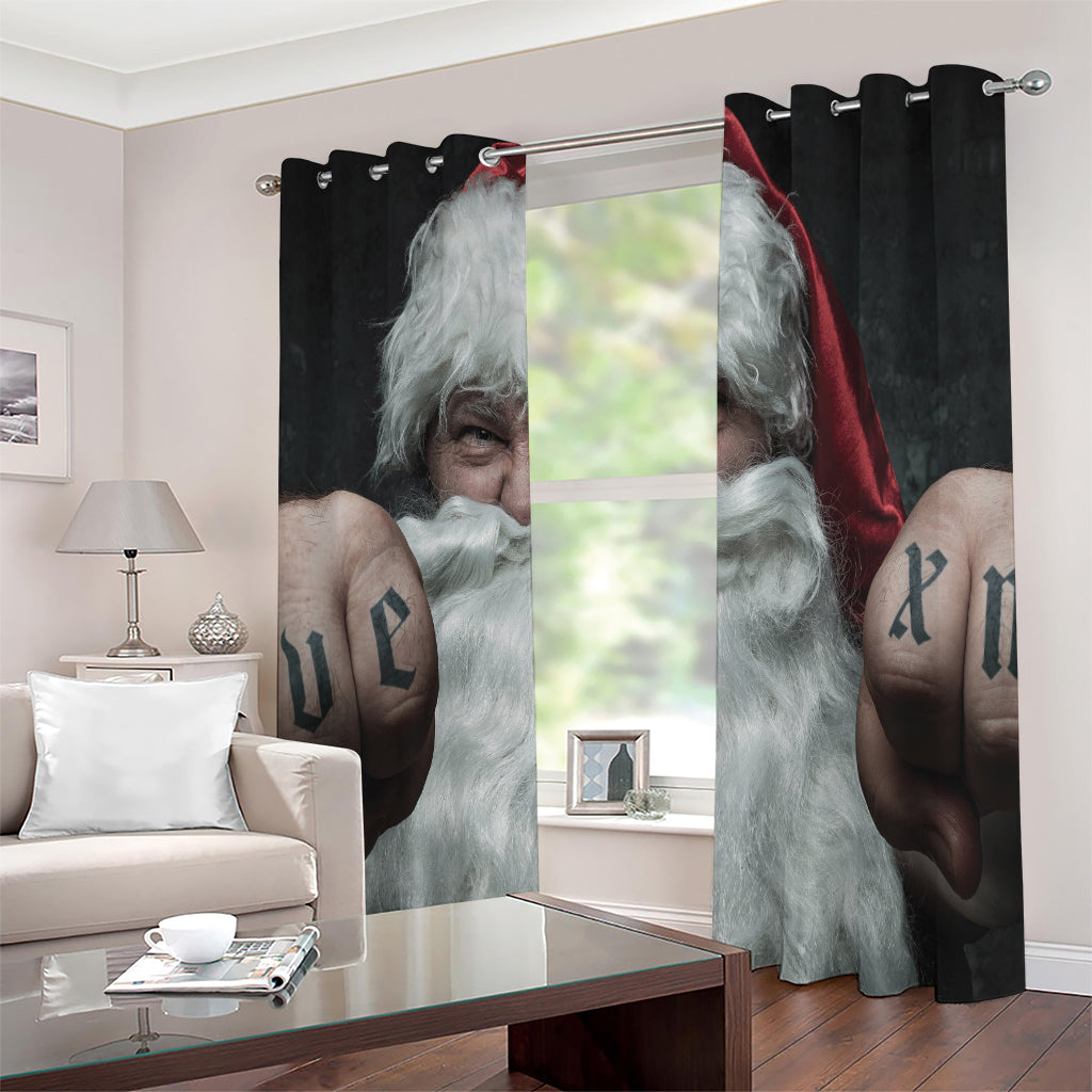 Love Xmas Santa Claus Print Extra Wide Grommet Curtains