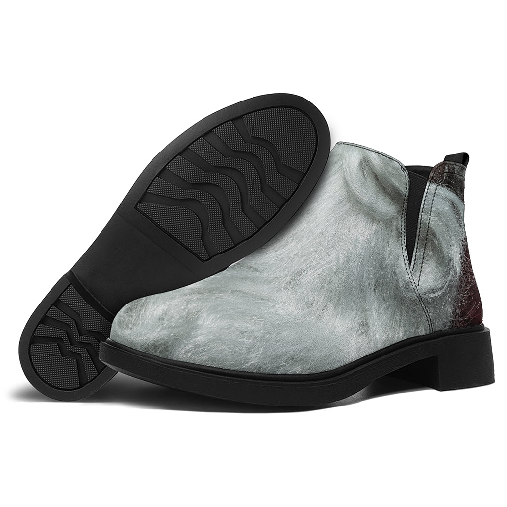 Love Xmas Santa Claus Print Flat Ankle Boots
