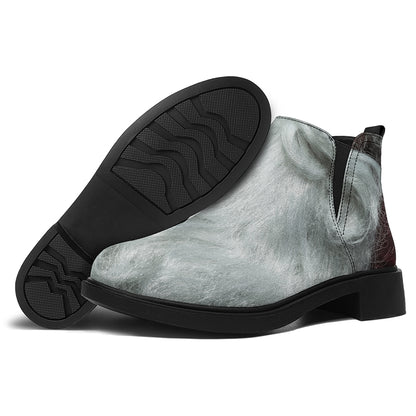 Love Xmas Santa Claus Print Flat Ankle Boots