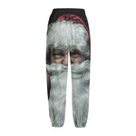 Love Xmas Santa Claus Print Fleece Lined Knit Pants