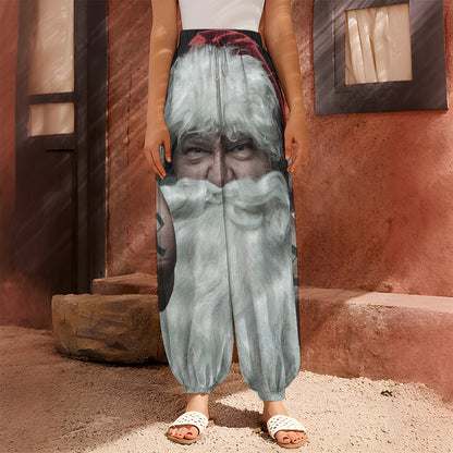 Love Xmas Santa Claus Print Harem Pants