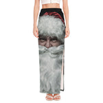 Love Xmas Santa Claus Print High Slit Maxi Skirt