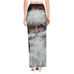 Love Xmas Santa Claus Print High Slit Maxi Skirt