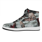 Love Xmas Santa Claus Print High Top Leather Sneakers