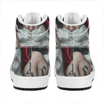 Love Xmas Santa Claus Print High Top Leather Sneakers