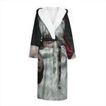Love Xmas Santa Claus Print Hooded Bathrobe
