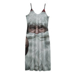 Love Xmas Santa Claus Print Jersey Midi Cami Dress