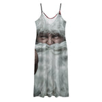 Love Xmas Santa Claus Print Jersey Midi Cami Dress