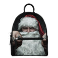Love Xmas Santa Claus Print Leather Backpack