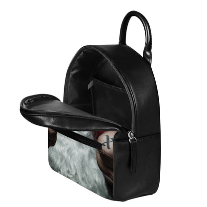 Love Xmas Santa Claus Print Leather Backpack