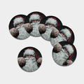 Love Xmas Santa Claus Print Leather Coaster Set