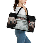 Love Xmas Santa Claus Print Leather Duffle Bag