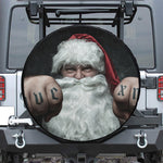Love Xmas Santa Claus Print Leather Spare Tire Cover