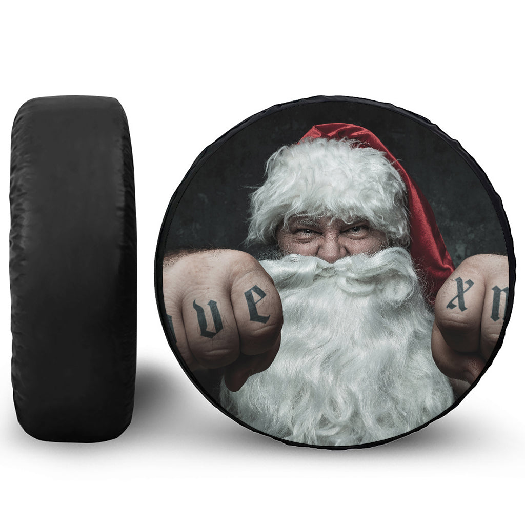 Love Xmas Santa Claus Print Leather Spare Tire Cover