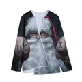 Love Xmas Santa Claus Print Long Sleeve Short Coat