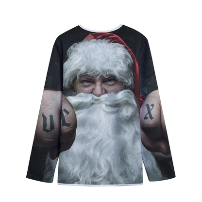 Love Xmas Santa Claus Print Long Sleeve Short Coat