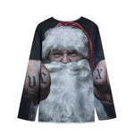 Love Xmas Santa Claus Print Long Sleeve Short Coat