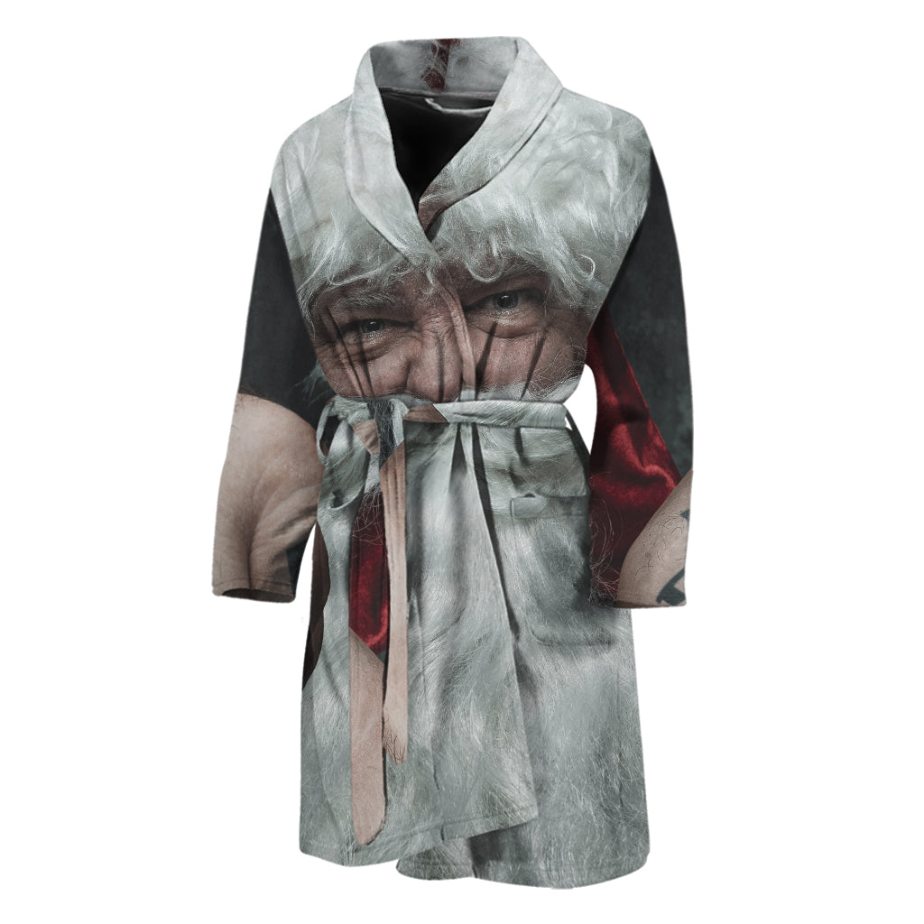 Love Xmas Santa Claus Print Men's Bathrobe