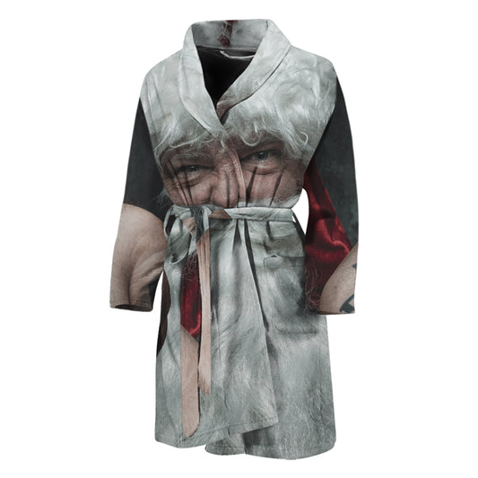 Love Xmas Santa Claus Print Men's Bathrobe