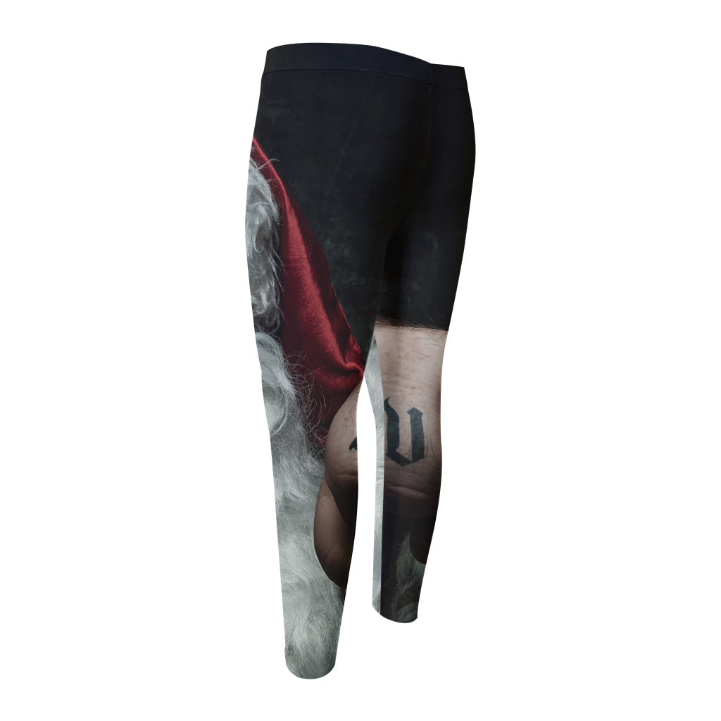 Love Xmas Santa Claus Print Men's Compression Pants