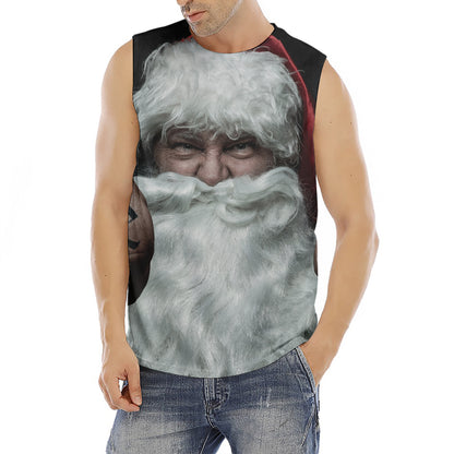 Love Xmas Santa Claus Print Men's Fitness Tank Top