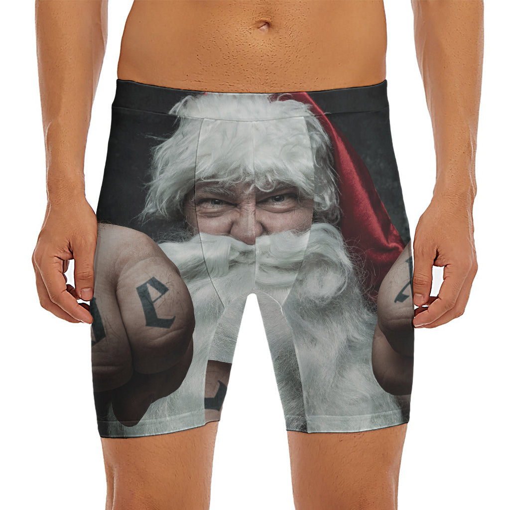 Love Xmas Santa Claus Print Men's Long Boxer Briefs