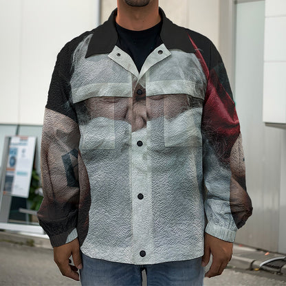 Love Xmas Santa Claus Print Men's Shirt Jacket