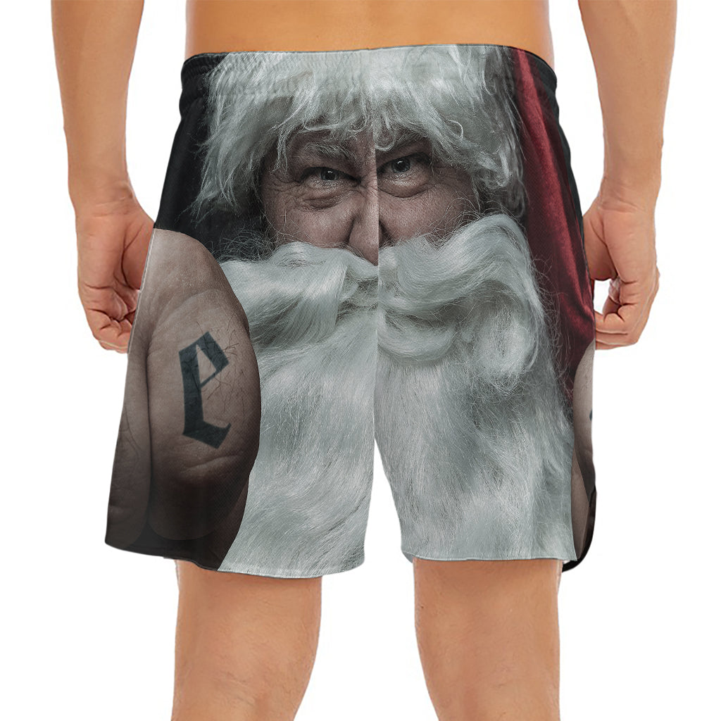 Love Xmas Santa Claus Print Men's Split Running Shorts