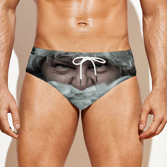 Love Xmas Santa Claus Print Men's Swim Briefs