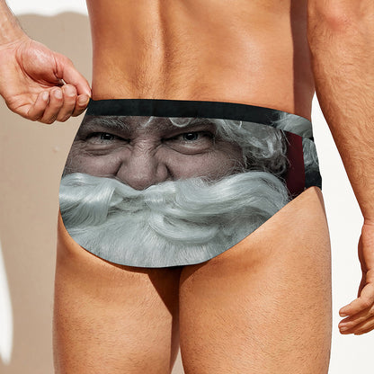 Love Xmas Santa Claus Print Men's Swim Briefs