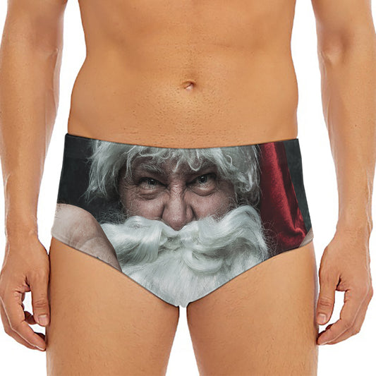 Love Xmas Santa Claus Print Men's Triangle Swim Briefs