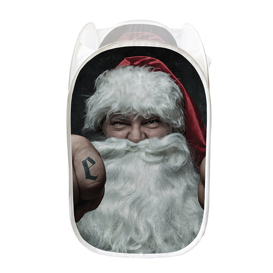 Love Xmas Santa Claus Print Mesh Laundry Hamper