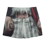 Love Xmas Santa Claus Print Mesh Shorts