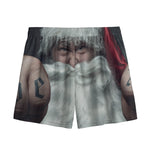 Love Xmas Santa Claus Print Mesh Shorts