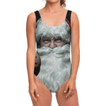 Love Xmas Santa Claus Print One Piece Swimsuit