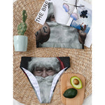Love Xmas Santa Claus Print One Shoulder Bikini Top