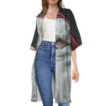 Love Xmas Santa Claus Print Open Front Beach Cover Up