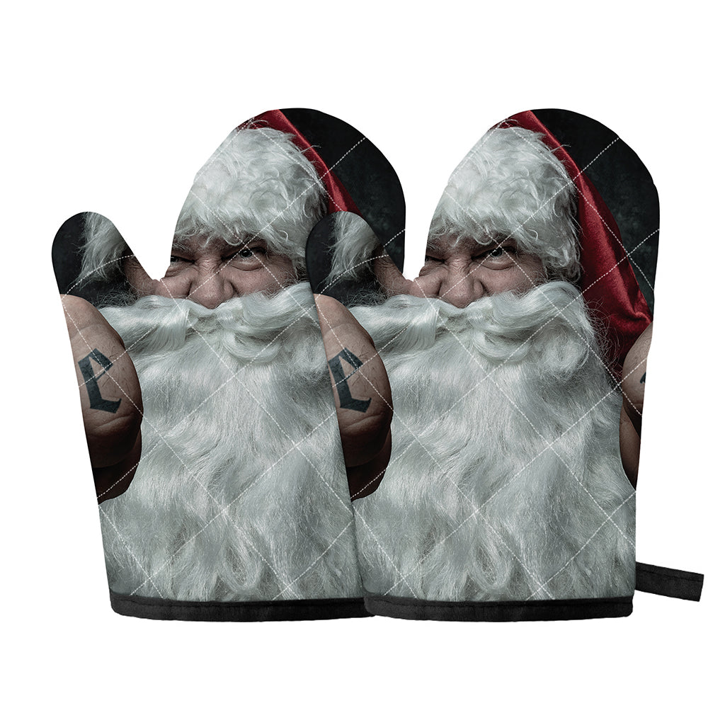 Love Xmas Santa Claus Print Oven Mitts