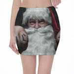 Love Xmas Santa Claus Print Pencil Mini Skirt