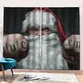Love Xmas Santa Claus Print Pencil Pleat Curtains