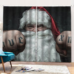Love Xmas Santa Claus Print Pencil Pleat Curtains