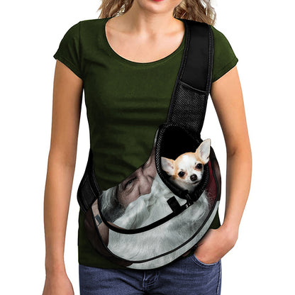 Love Xmas Santa Claus Print Pet Sling Carrier